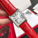 TW Factory Cartier Tank 762 Quartz Movement WG Case Diamond Bezel Red Crocodile Leather Strap Watch